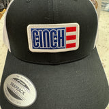 Mens Cinch Trucker Cap - Black w/ Red, White Blue Patch