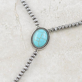 Turquoise Navajo Pearl Bead Lariat Necklace