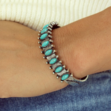 Boho Turquoise Gem Beaded Open Bracelet