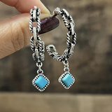 Turquoise Chain Hoop Earrings