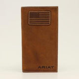 Ariat Rodeo Wallet Flag Patch Logo -Med Brown