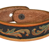 Tooled Leather Bracelet Yellow and Turq