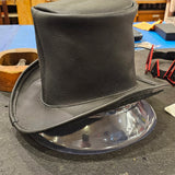 Black Leather Skull Top Hat BTB
