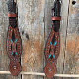 Hand Painted Two Tone One Ear Headstall/Bridle