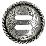 Antique Rope Edge Engraved Swirl Slotted Concho 1-1/2"