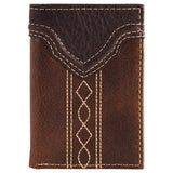 Justin Mens Trifold Wallet Yoke With Stitching