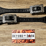 Black Leather Caman Embossed Spur Straps BTB
