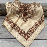 35X35 Tan Brown Polka Dot & Paisley Wild Rag Scarf