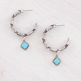 Turquoise Chain Hoop Earrings