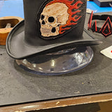 Black Leather Skull Top Hat BTB