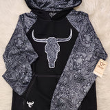 Women's Tooled Floral Raglan Hoody Black
