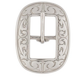 Jeremiah Watt Engraved Oval Center Bar Buckle 3/4"