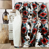 Southwest Cowhide Plush Sherpa Throw