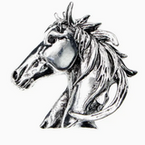 Silvery Horse Head Brooch