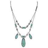 Justin Ladies Necklace 2 Strand Turquoise Stone Pendants