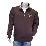 Solid Qtr Zip Fleece Cadet Dark Chocolate