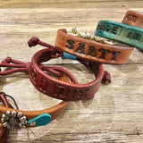 Leather Straight Message Bracelet Adjustable - Assorted BTB