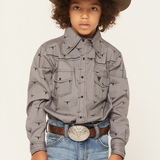 Youth Skull Scatter L/S Print Charcoal