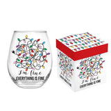 Christmas Vacation Stemless Wine Glass I'm Fine