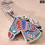 Wrangler Jewelry Horse Head Pendant Necklace Earrings Set -Silver