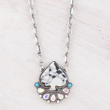 Western Ace of Spades Semi Stone Pendant Necklace