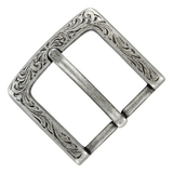 Western Floral Engraved Antique Silver Belt Buckle SQUARE
