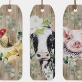 Wood Farm Animal Wall Art on Rope Assort.
