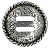 Antique Rope Edge Engraved Swirl Slotted Concho 1-1/2"