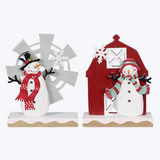 Wood Snowman Christmas Farm Tabletop Sign