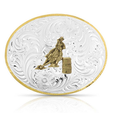 Petite Two-Tone Engraved Buckle with Barrel Racer