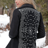 Womens Black Corduroy Paisley Jacket