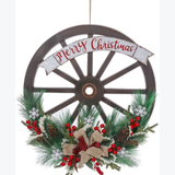 Wooden Merry Christmas Wheel Sign