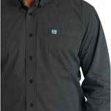 Mens Geometric Print L/S Western Shirt