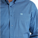 Mens Stretch Geometric Button Down Shirt