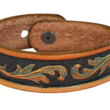 Tooled Leather Bracelet Yellow and Turq