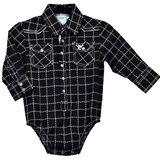 Infant Barbed Plaid Western LS Romper