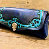 All Leather Tooled Skull Glasses Case BTB