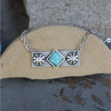 Turq Rectangle Bar Necklace