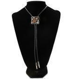 Double S Feather Turquoise Stone Bolo