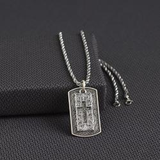 Silver Strike Mens Necklace 24" Dog Tag Cross Silver