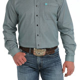 Mens TENCEL L/S Striped Western Shirt - Black