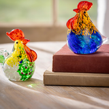 Rooster Glass Table Decor Asst  4"H