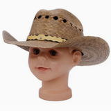 Kids Vented Cutter Crown Palm Straw Cowboy Hat