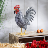 Metal Rooster Garden Statue, 14"H