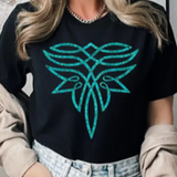 Turquoise Boot Stitch Graphic T Shirts  Black Heather Blend