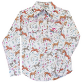 Toddler Horse Flowers LS Print Shirt