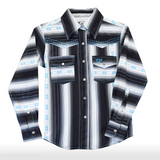 Youth Striped Serape L/S Print - Black/White