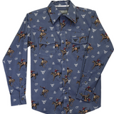Toddler Vintage Bronc L/S Print - Slate Blue