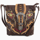 Daisy Floral Embroidery Buckle Crossbody Purse