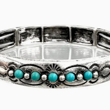 Turquoise Beads Metal Stretch Bracelet
